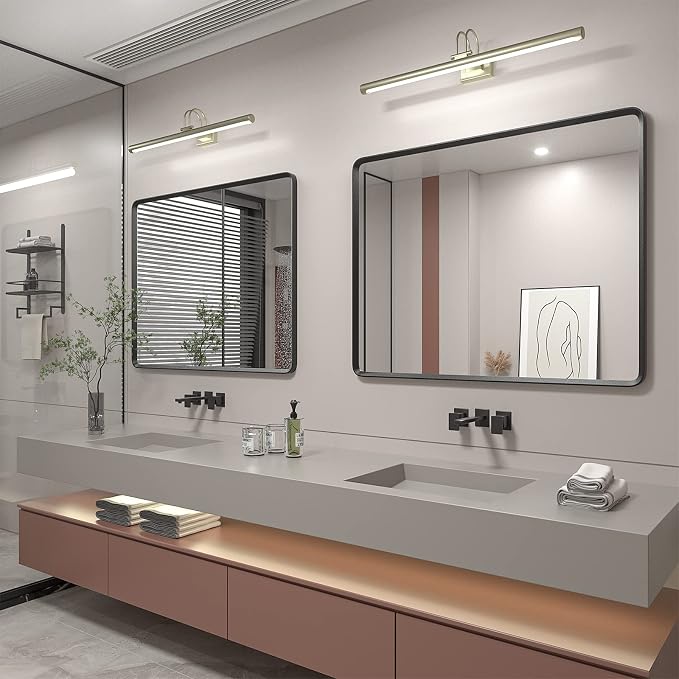 48x36 Black Matte Bathroom Mirror for Wall | Black Metal Frame, Rounded Rectangle Mirror, Beveled Frame, Anti-Rust, Shatterproof (Horizontal/Vertical)