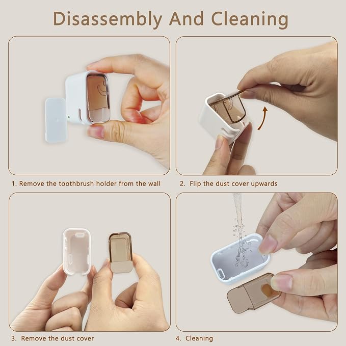 2PCS Toothbrush Holders Wall Mounted with Cover Tooth Brush Holder | Wall Toothbrush Holders for Bathrooms Shower Single Toothbrush Organizer for Travel and Home