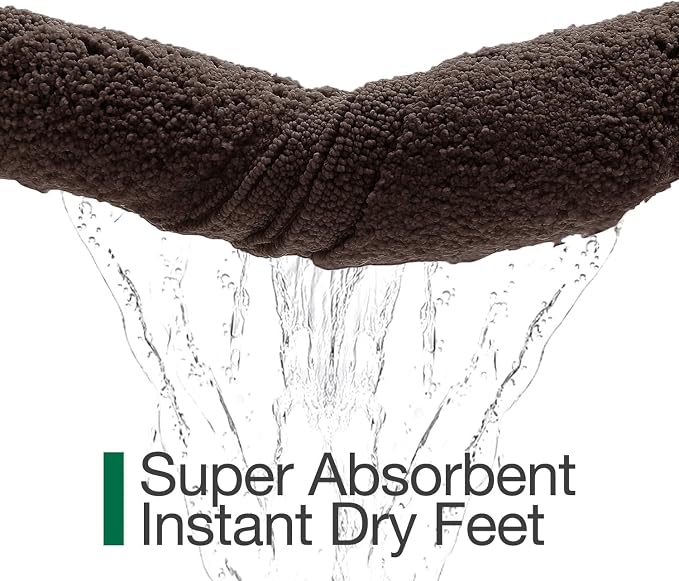 LUMI Ultra Soft Bathroom Rugs Absorbent, Non Slip Bath Mat 16X24, Brown | Machine Washable with Rubber Backing, Quick Dry, Premium Microfiber Plush Carpet for Bathtub and Shower Floor