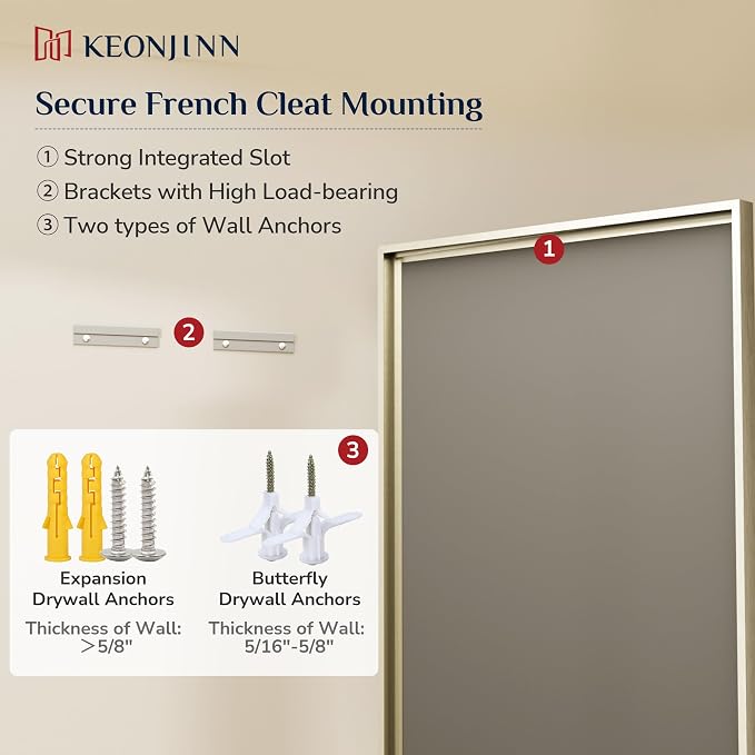 Keonjinn Brushed Nickel Bathroom Mirrors for Over Sink 20" x 30", Rectangle | Safer HD Tempered Glass, Beveled Edge, Aluminum Alloy Framed, Transitional Decorative, Silver Bathroom Vanity Mirror for Wall