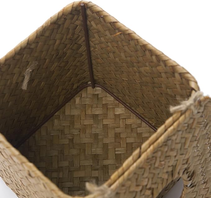 Seagrass Square Tissue Box Cover Woven Napkin Holder Decorative for Bathroom Farmhouse (Natural, 5.5 x 5.5 x 5.5 Inch)