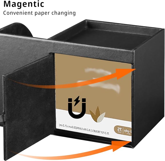 PU Leather Square Tissue Box Cover with Storage Tray,Cube Tissue Box Holder