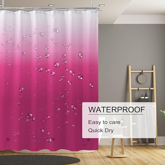 TIKABC Red Shower Curtain Liner, 4G PEVA Shower Liner, Plastic Peva Waterproof Shower Curtains, 72x72 inch with Grommet Holes 3 Magnetic Weights