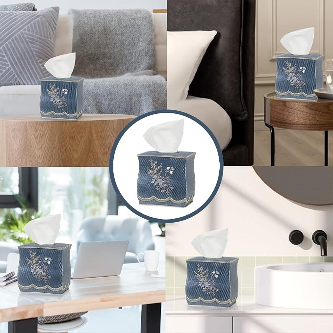Resin Tissue Box Cover for Modern Home Decor - Minimalist Square Tissue Box Holder for Guest Room, Bedroom, Bathroom, Tabletop & Office - Durable and Aesthetic Tissue Holder, Capri