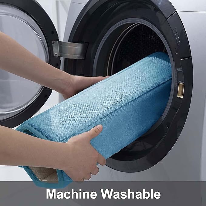 Buganda Memory Foam Bath Mat 30 x 20, Ultra Soft Absorbent Bathroom Rugs | Blue, Machine Washable Quick Dry Bath Mats for Bathroom Floor, Shower and Tub, Home Decor Accessories