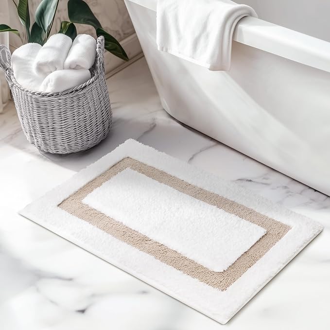 GRANNY SAYS Microfiber Bathroom Rugs Non Slip Washable, Water Absorbent Bathroom Mats for Tub, Soft Bath Mats for Bath Floor & Shower, Bath Rug, 24" x 36", Khaki Bath Rugs