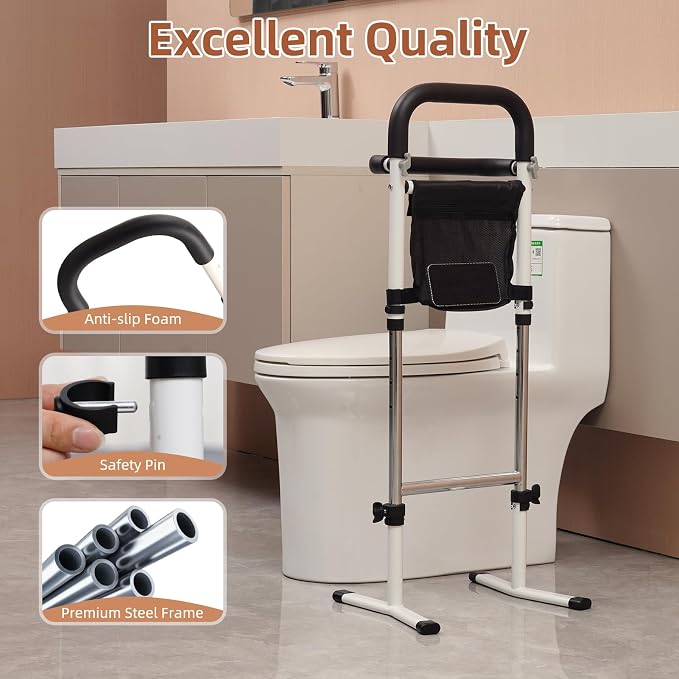 Stand Assist(White)-Movable Standing Aid Rail for Couch, Chair, Bedside, Toilet. Assistance Handle for People with Limited Mobility. Safety Grab Bar for Standing.