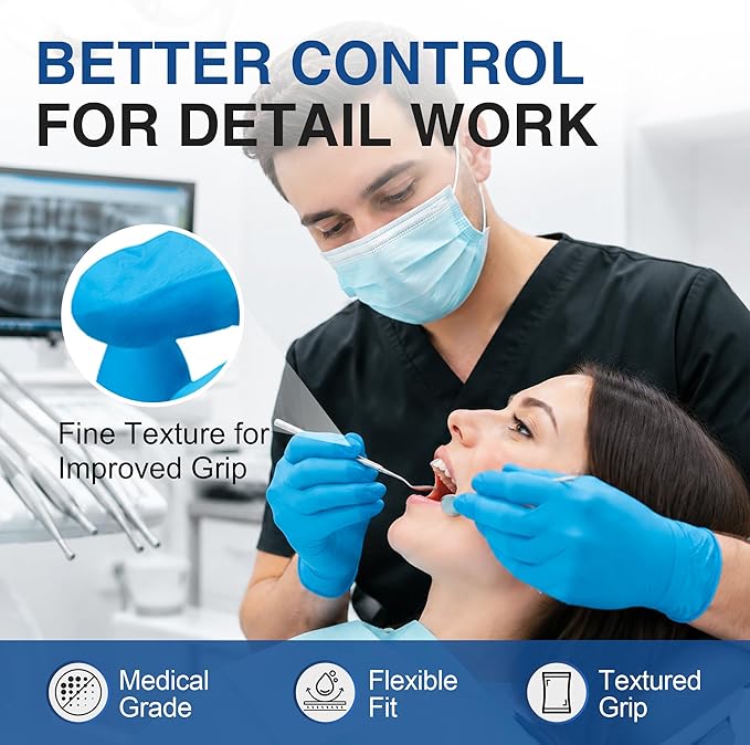 Schneider Nitrile Gloves, Gloves Disposable Latex Free, Powder Free | Black / Blue, 4-Mil, Medical Exam Glove, Food Safe Gloves, Cooking Gloves, Cleaning Gloves