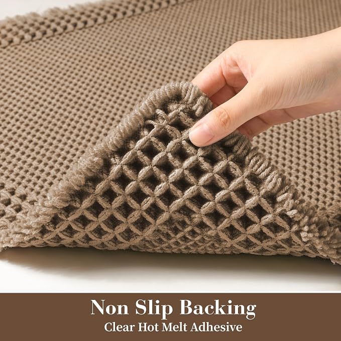 RESARE Waffle Bath Mat for Bathroom, Non Slip Bathroom Rugs 20"x32" Brown | Absorbent Boho Bathroom Floor Mats Machine Washable Quick Dry, Soft Solid Bath Rugs with Tassels, Ideal Farmhouse Home Decor
