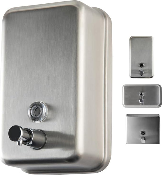 Commercial Soap Dispenser Wall Mount, 304 Stainless Steel & Solid Brass Pump Core, Industrial Grade Hand Soap Dispenser with Corrosion-Proof Lining for Bathrooms & Kitchens, 37oz/1100ml ADA Compliant