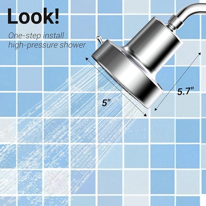 Filtered Shower Head, Shower Head with Filters for Healthy Hair & Skin | Filtered Shower Head for Hard Water,Removes Chlorine & Heavy Metals,6 Mode Settings,High Pressure,Easy Install,Water Softener
