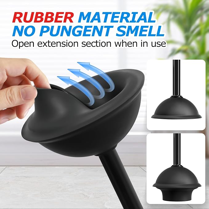 FORASTO 2Pack 2 in 1 Toilet Brush and Plunger Set, Extended Handle Plunger,Toilet Bowl Brush Plunger Set,Bathroom Cleaning Tools,Toilet Brush Plunger Combo,Cleaning Brush,Cleaning Supplies | 21" Extended, Cleaning Gloves, Heavy Duty Rubber Toilet Bowl ...