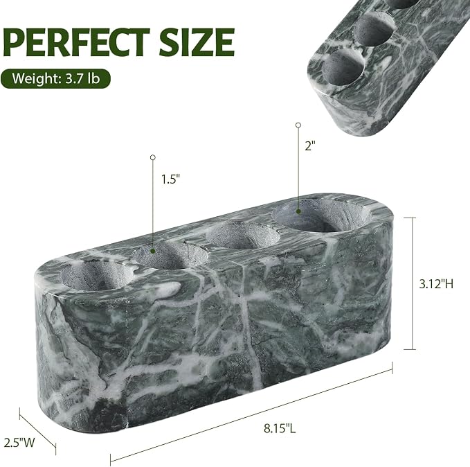 BCS Toothbrush Holder for Bathrooms, 4 Slots Marble Toothbrush and Toothpaste Holder Stand Bathroom Organizer Countertop for Electric Toothbrush, Floss, Razor, Comb - Verde
