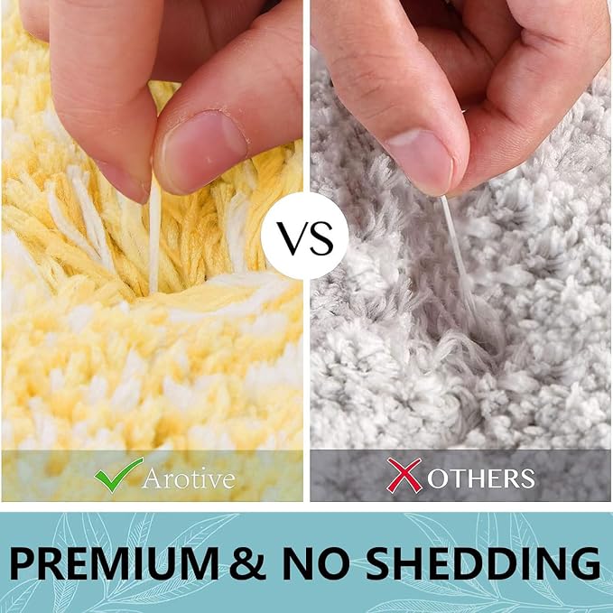 Arotive Microfiber Bathroom Rugs, Shaggy Soft Absorbent Bath Rug, 59x24 | LightYellow, Rubber Backing Thick Plush Machine Washable Dry Bath Mats for Bathroom, Tub and Shower, Rectangular