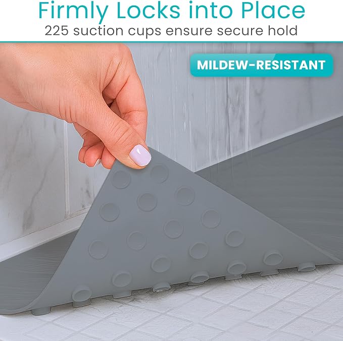Vive Non-Slip Bath Mat with Suction Cups - 28" x 16" Extra Large Rubber Mat | For Safety & Comfort - Patented Grip Prevents Slips and Falls for Kids, Elderly, Men, Women - XL Non Skid Shower & Tub Cover
