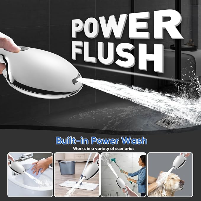 Cobbe 9 Spray Modes Handheld Shower Head, Water-Saving, Chrome | Power Rinse, 1-Click Pause & Flow Control, 6ft Stainless Steel Hose, Adjustable Brass Bracket