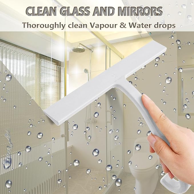 10" One-Piece Silicone Squeegee, Shower Window Car White