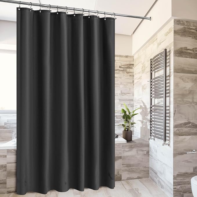 Barossa Design Black Shower Curtain Liner Standard Size | Premium PEVA, BPA & PVC Free, No Chemical Smell, Metal Grommets, Lightweight Shower Curtain with 3 Magnets for Bathroom