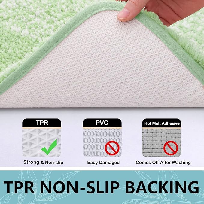 Arotive Microfiber Bathroom Rugs, Shaggy Soft Absorbent Bath Rug, 54x24 | SageGreen, Rubber Backing Thick Plush Machine Washable Dry Bath Mats for Bathroom, Tub and Shower, Rectangular