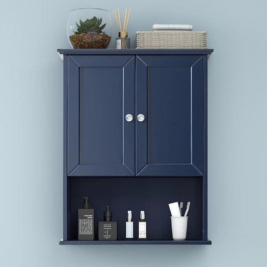 VANIRROR Bathroom Wall Cabinet Over Toilet Storage Cabinets 24x30 inch | Above Toilet Wood Medicine Cabinets with 2 Door & Adjustable Shelf for Kitchen, Laundry, Entryway,Durable MDF Construction