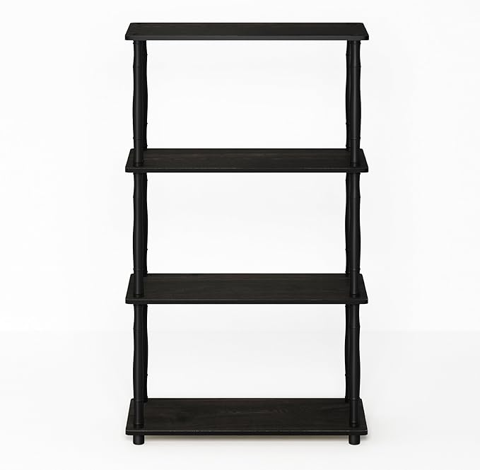 Furinno Turn-N-Tube 4-Tier Multipurpose Shelf Display Rack, Classic Tubes, Espresso/Black | Book Shelf, Corner Shelf, Open Shelves, Classic Tubes, for Organization, Living Room, Home Office