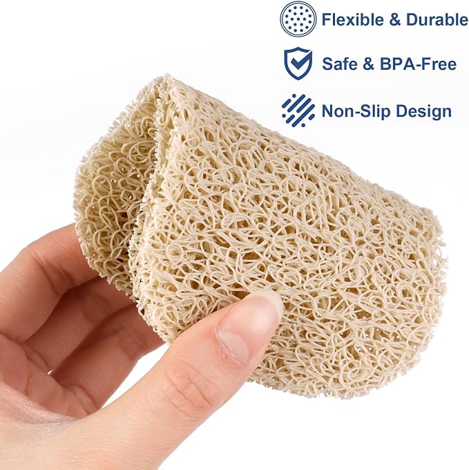 8 Pack Soap Holder, Beige Bar Soap Saver Dish for Shower, 4.5" x 3" | High-Efficiency Drainage & Non-Slip, Lift Pads Sponge Tray for Kitchen Sink, Bathroom, Travel, Hotel Cleaning Supplies