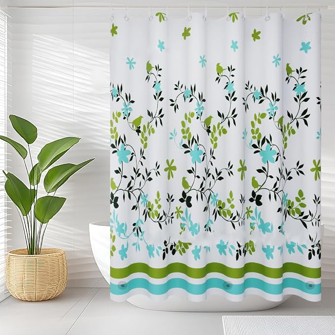 TIKABC Shower Curtain Liner, 4G PEVA Shower Liner, Plastic Waterproof Shower Curtains, 72x72 inch with Grommet Holes 3 Magnetic Weights