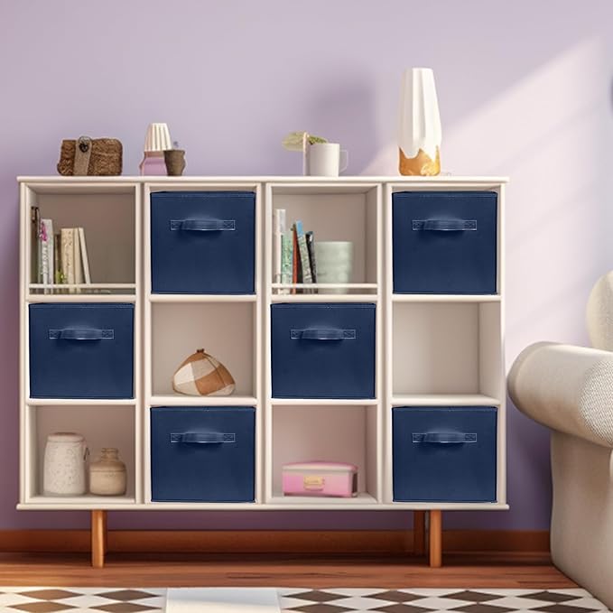 ShellKingdom Storage Bins, Foldable Fabric Storage Cubes And Cloth Storage | Storage Organizer For Closet And Toys, 10.5x10.5x11 INCH, 6 Pack (Dark Blue)