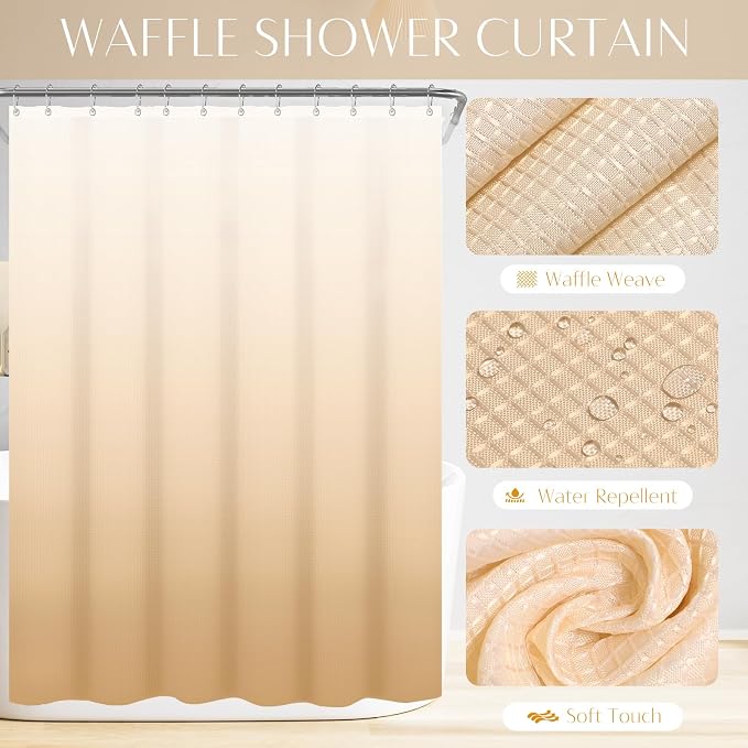 32PCS Bathroom Accessories Set Bathroom Set,Beige Shower Curtain Set,Bath Towel Set,Hand Towel,Toilet Brush,Trash Can & 3PCS Soap Dispenser