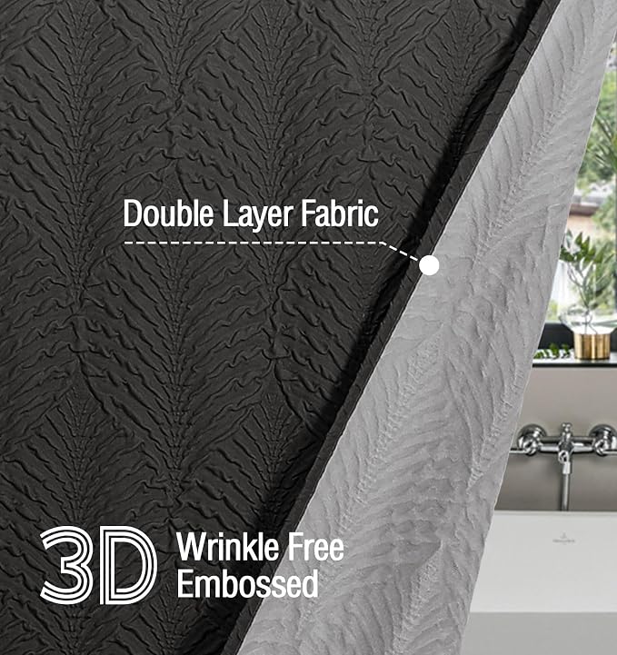 Ombre Black Shower Curtain for Bathroom, Farmhouse Bath Curtain 72x72
