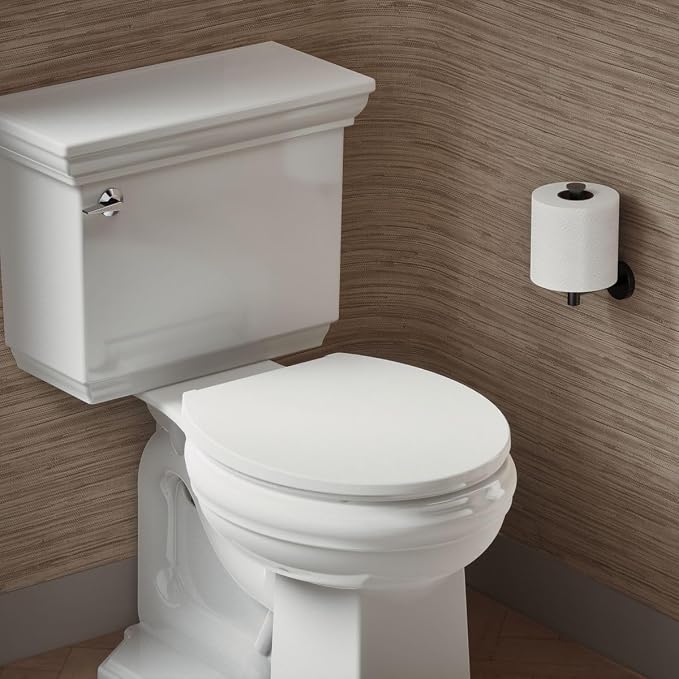 KOHLER K-27332-0 Glissade ReadyLatch Quiet Close Round Toilet Seat, White, Grip-Tight Hardware, Quiet Close Lid Prevents Slamming (Pack of 2)