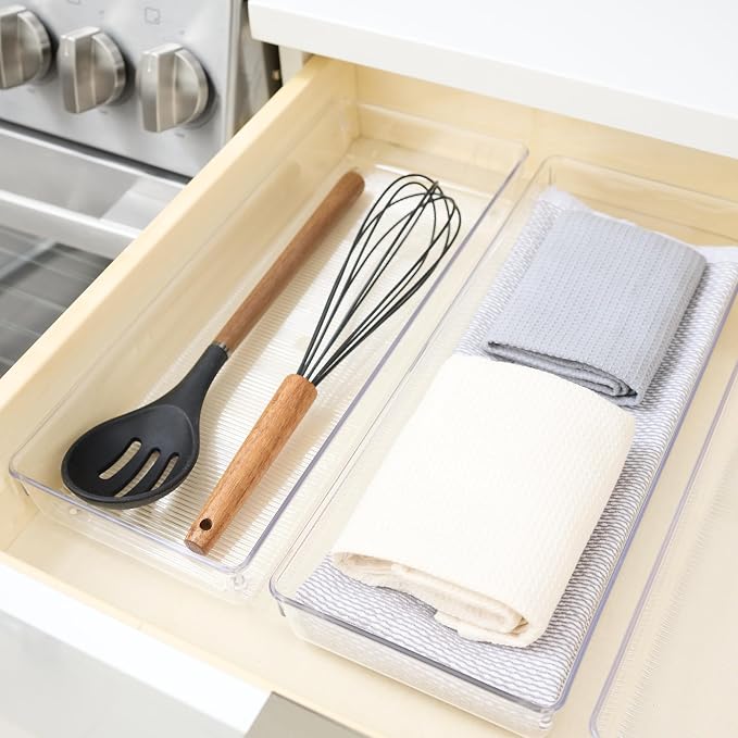 iDesign 5-Piece Kitchen Drawer Organizer Set, Clear | For Kitchen, Counter Top, Pantry
