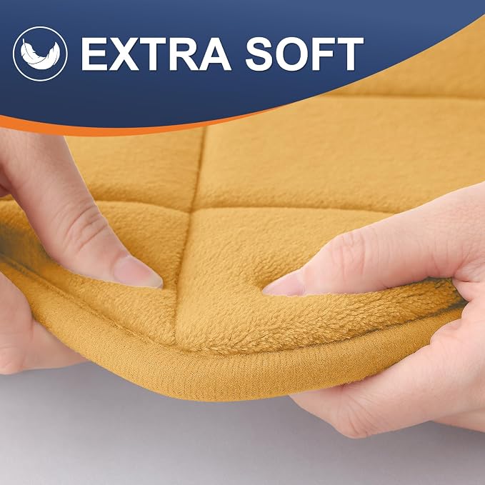 OLANLY Memory Foam Bath Mat 59x20, Ultra Soft and Absorbent Bathroom Rugs | Yellow, Quick Dry, Machine Washable Shower Bath Rugs, Comfortable Bath Carpet for Bathroom Floor, Tub and Shower