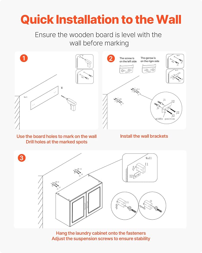 VEVOR Laundry Room Wall Cabinet, 2-Tier Wall Mounted Hanging Cabinet with Adjustable Shelf, Cupboard Storage with 2 Doors, for Kitchen, Bathroom, Laundry, 11.8 x 23.6 x 23.6 in (D x W x H), White