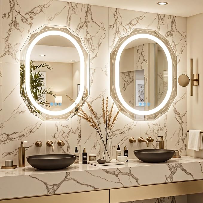 30"x36" Oval LED Bathroom Vanity Mirror, Backlit Anti-Fog Frameless | Beveled Edge, Dimmable 3 Colors, Memory Function, HD Shatterproof Tempered Glass, Lighted Mirror for Wall