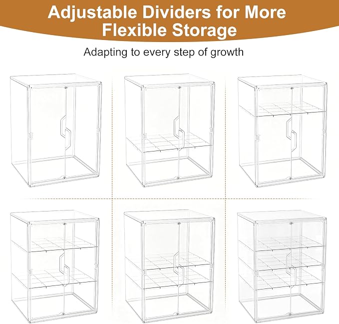 ERTIUANIO Baby Bottle Organizer – 4 Tier Bottle Storage Organizer Baby with Double Magnetic Doors for Nipples, Pump Parts, Food Jars – Clear Nursery Cabinet for Countertop Kitchen