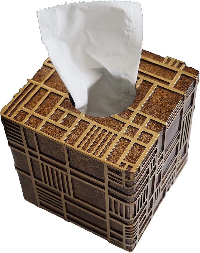 Hymmah Modern Square Tissue Box Cover Holder,Bathroom Accessories Decor Unique Design Tissue Box Cover for Bathroom Vanity Counter Tops Also Great for Bedrooms and Living Rooms