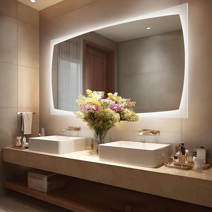60''x36'' Lighted Mirrors for Vanity Wall Backlit, Rectangular LED Bathroom Mirror Frameless with Lights, Dimmable, 3 Colors,Tempered Glass, Shatter-Proof