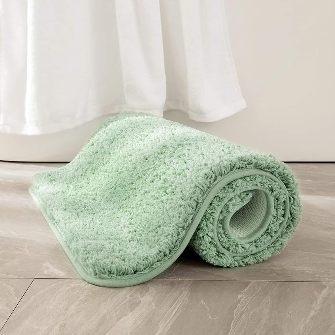 MIULEE Sage Green Bathroom Runner Rugs Soft Microfiber Bath Mat 24x40 Inch | Absorbent, Non Slip, Quick Dry, Fluffy Bath Rugs for Bathroom Floor Tub Showers, Machine Washable