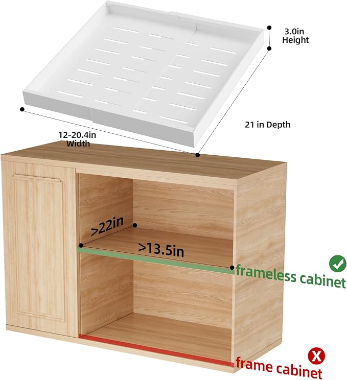 DEKAVA 4 Pack Expandable Pull Out Cabinet Organizer | fixed by nano adhesive film,heavy duty sliding drawer,suitable for kitchen,pantry cabinet storage