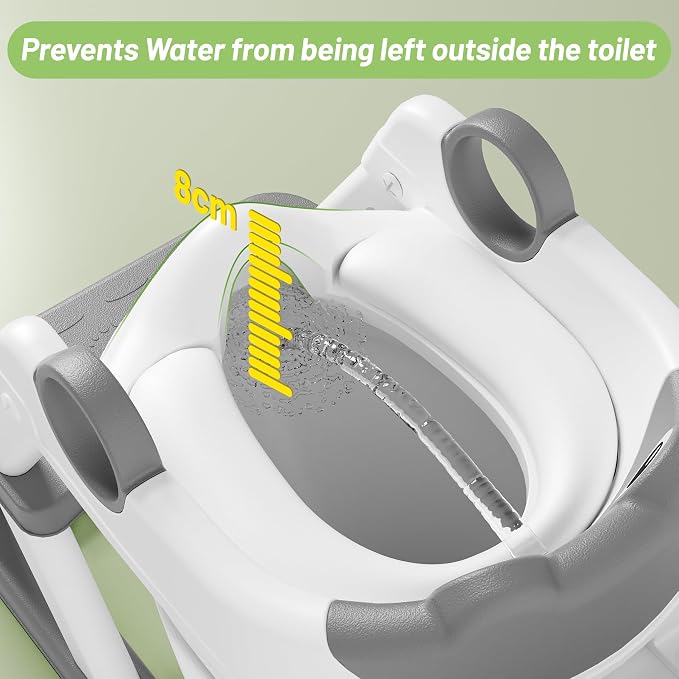 Potty Training Seat, Upgrade Toddler Toilet Seat for Kids Boys Girls, 2 in 1 Potty Training Toilet, Splash Guard Anti-Slip Pad Step Stool(Grey-Frog)
