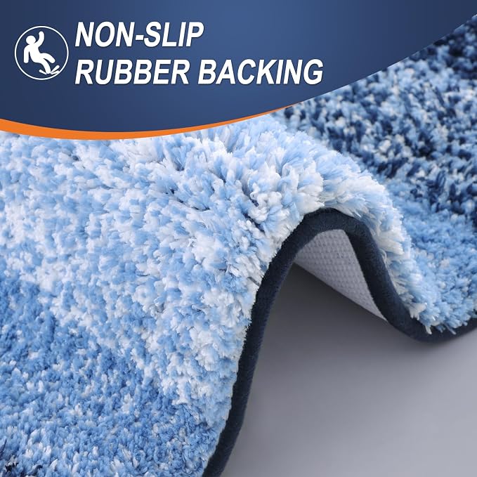 OLANLY Large Bathroom Rugs 50x30, Extra Soft Absorbent Microfiber Bath Rugs | Navy, Non-Slip Quick-Drying Rubber Backing, Machine Washable Plush Bath Mat for Floor, Tub and Shower, Home Decor Accessories
