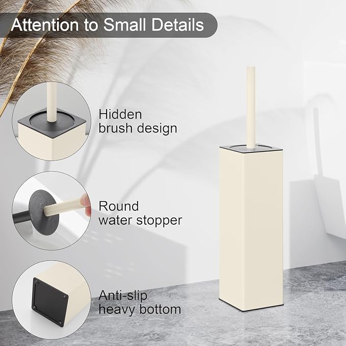 Toilet Brush and Holder Set White Freestanding for Bathroom