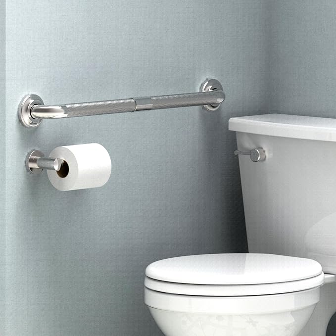1-1/4" Knurled Grab Bar, ADA Compliant Bath Safety Shower Handrail, Bathroom Mobility Aid Handle for Seniors and Disabled, Heavy Duty 500lbs Support