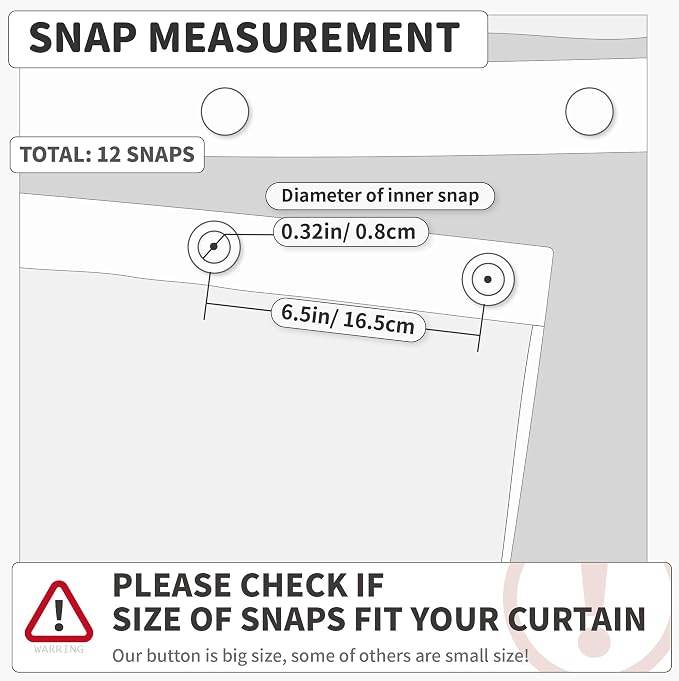 Barossa Design Clear Snap in Liner Replacement 70x54 | Premium PEVA, Waterproof, Lightweight Snap On/Off Removable Liner for No Hook Shower Curtain, Hotel/Home Use