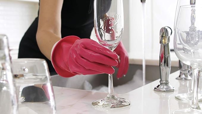 Casabella Premium Waterblock Reusable Household Cleaning Gloves, Medium