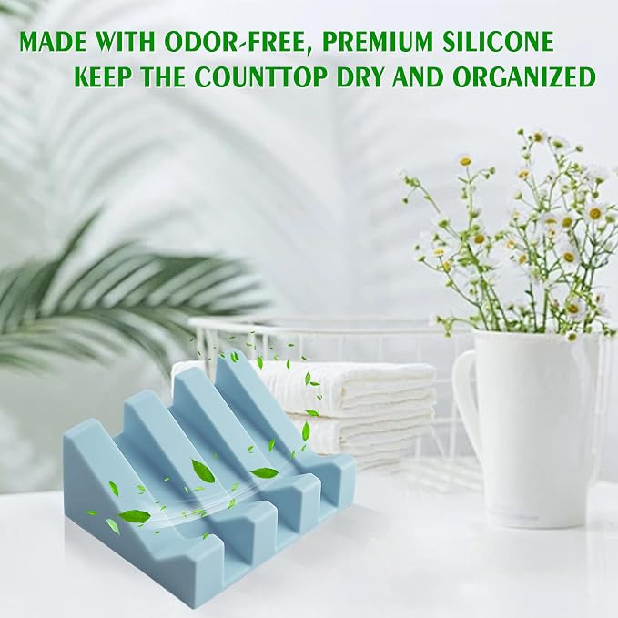 Soap Dish Holder for Shower with Suction Cup, Silicone Soap Holder & Saver Self-Draining Bar Soap Dish Keeps Soap Dry for Bathroom, Kitchen, Bathtub (Sky Blue,1-Pack)