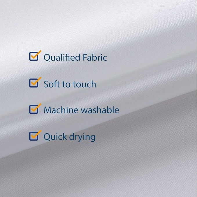 N&Y HOME Short Fabric Shower Curtain Liner 72 W x 60 H inches, White | Hotel Quality, Bottom Magnets, Machine Washable, Water Repellent, 72x60 Cloth Shower Curtain with Grommets for Bathroom