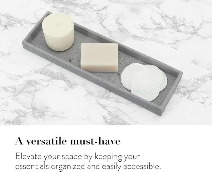 -Beige Bathroom Accessories Set 4 Pcs - Toothbrush Holder, Soap Dispenser, Vanity Tray, Bathroom Tumbler - Countertop Vanity Organizer - Bathroom Accessory Set- Toothbrush Holder Set, Stone Sets