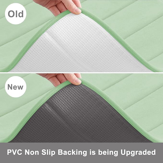 Buganda Memory Foam U-Shaped Toilet Rugs 24 x 20, Absorbent Bathroom mat | Sage Green, Thick Soft Machine Washable toilet mat for bathroom, Contour Bath Rugs Mat for Toilet Base